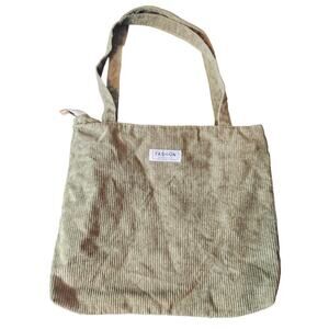 Fashion‎ Instinct green corduroy tote bag with top handles